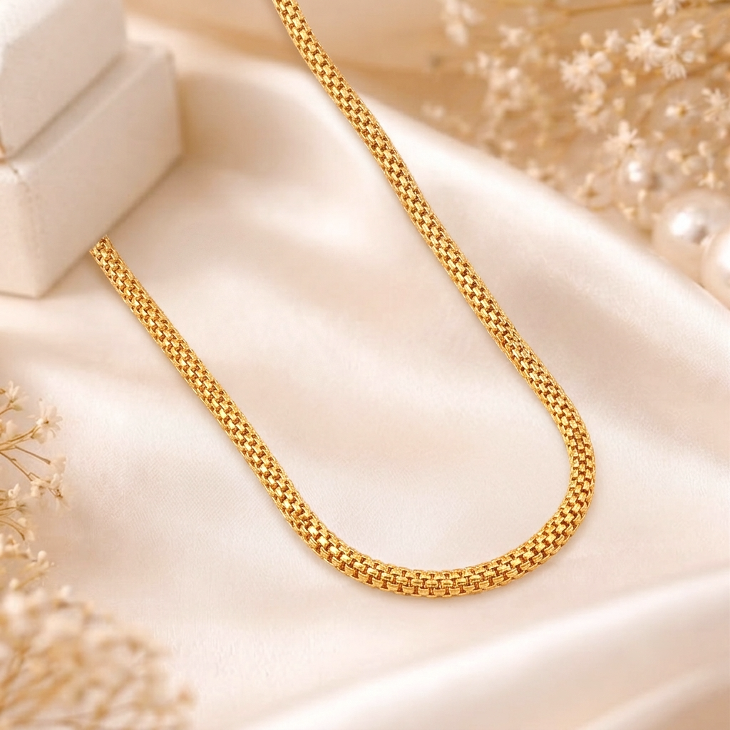 Titan Sleek Milanese Mesh Woven Gold Chain for Men - Chain in Gold 22 CT