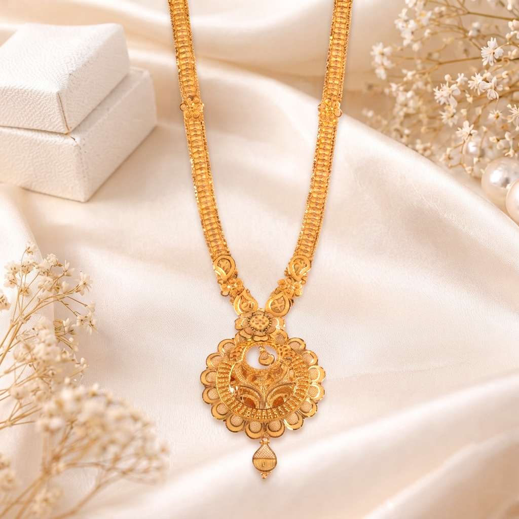 Maharaja 22K Gold Rani Har Long Necklace - Necklaces in Gold 22 CT