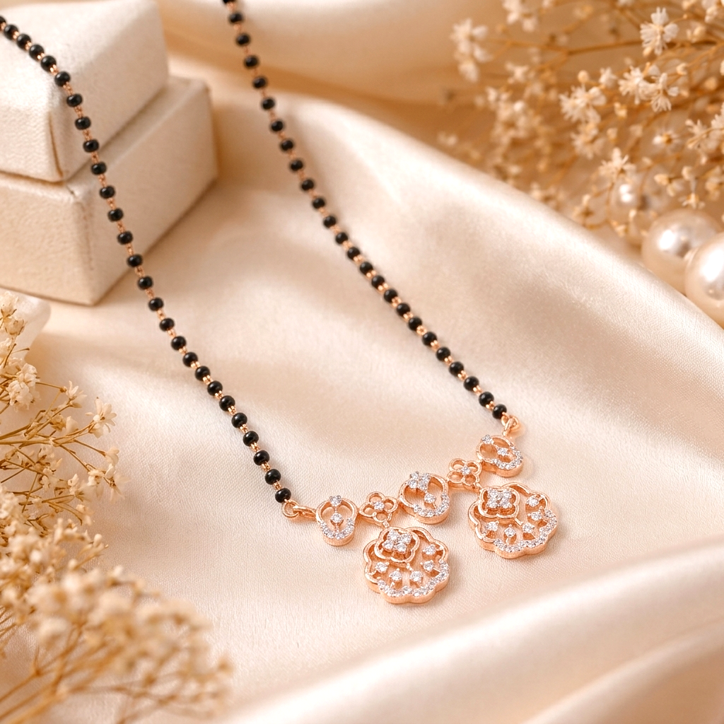 Enchanted Blossom 18K Pure Gold and Diamond Modern Mangalsutra  - Mangalsutra in Diamond 18 CT